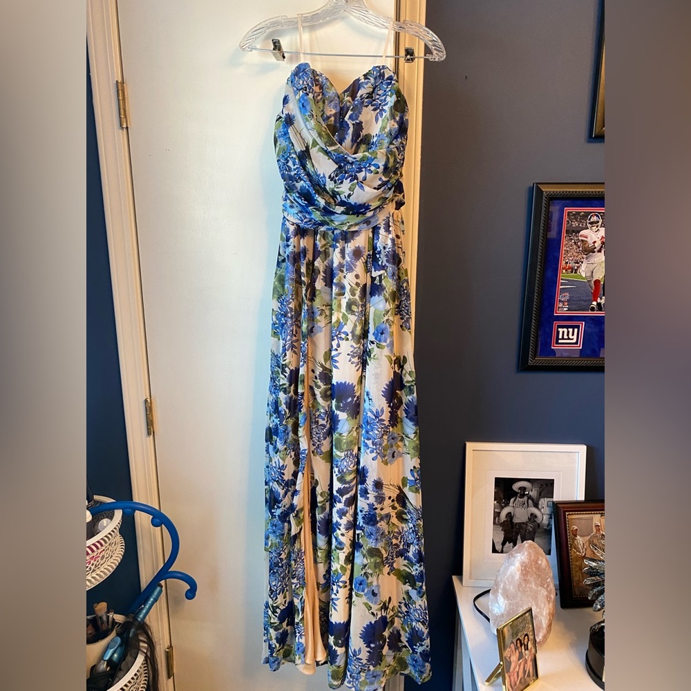 Lulus Strapless Floral Maxi with slit